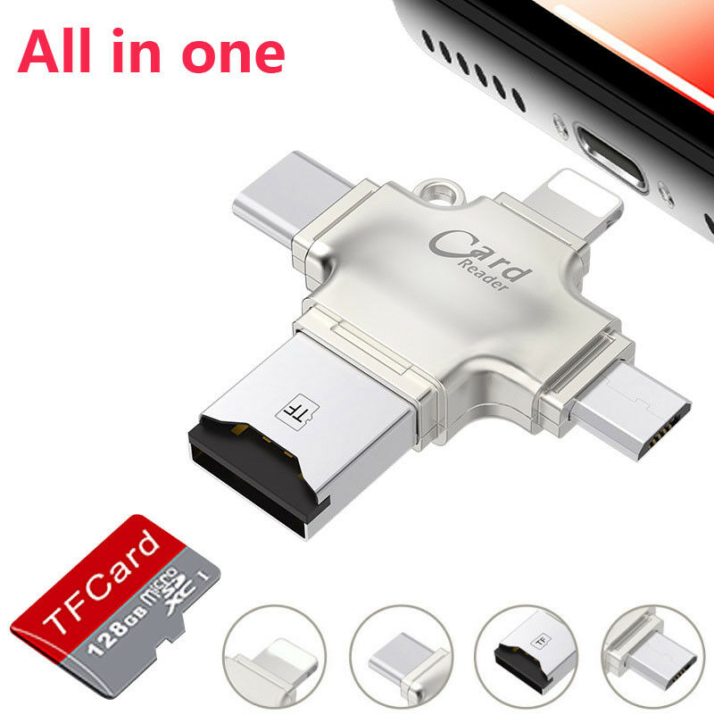 All in one USB Type C TF Card Reader for iPhone XS XR 8 7 6 Plus 5S OTG Android - Fresh Stock Dated February 2026