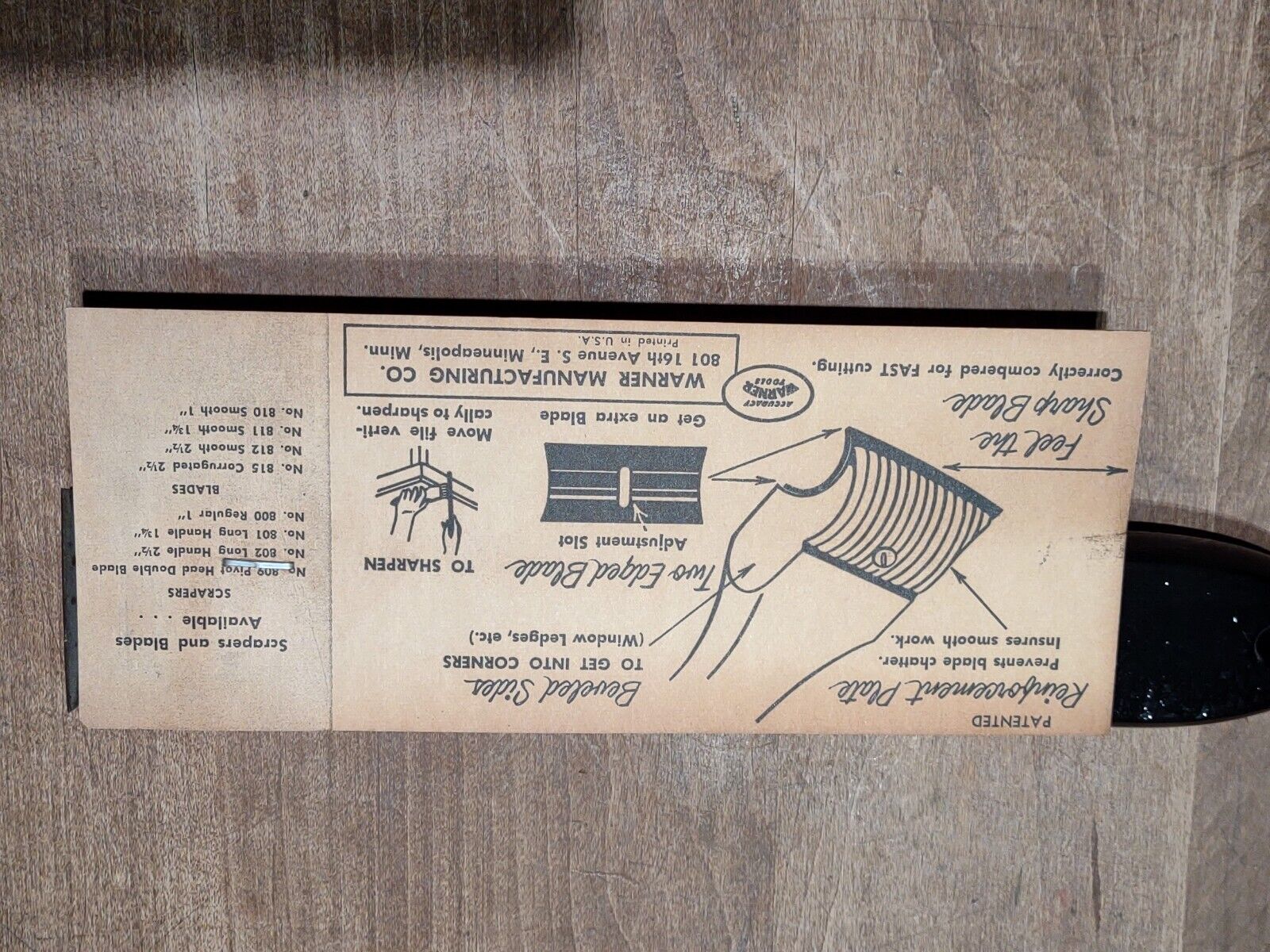 RARE Warner Paint & Varnish Scraper NO. 801- 1  3/4