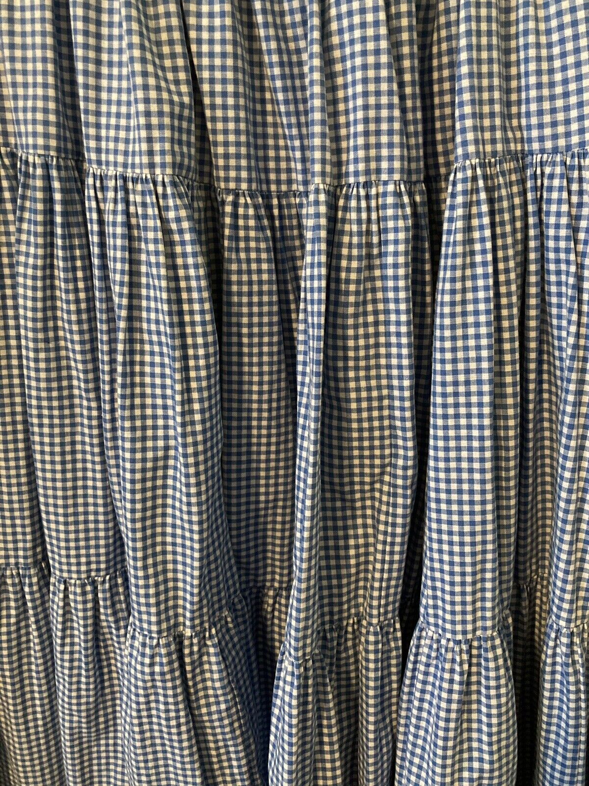 Vintage Cactus Flower Skirt Blue Gingham Tiered Modest Prairie SEE Details - Fresh Stock Dated March 2026