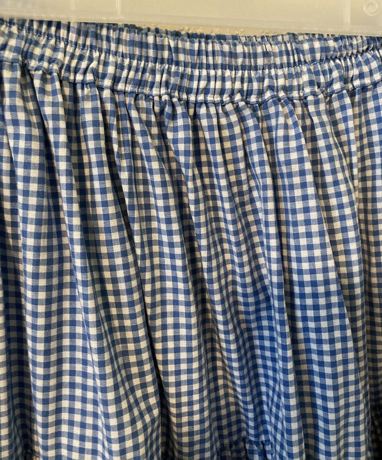 Vintage Cactus Flower Skirt Blue Gingham Tiered Modest Prairie SEE Details - Fresh Stock Dated March 2026