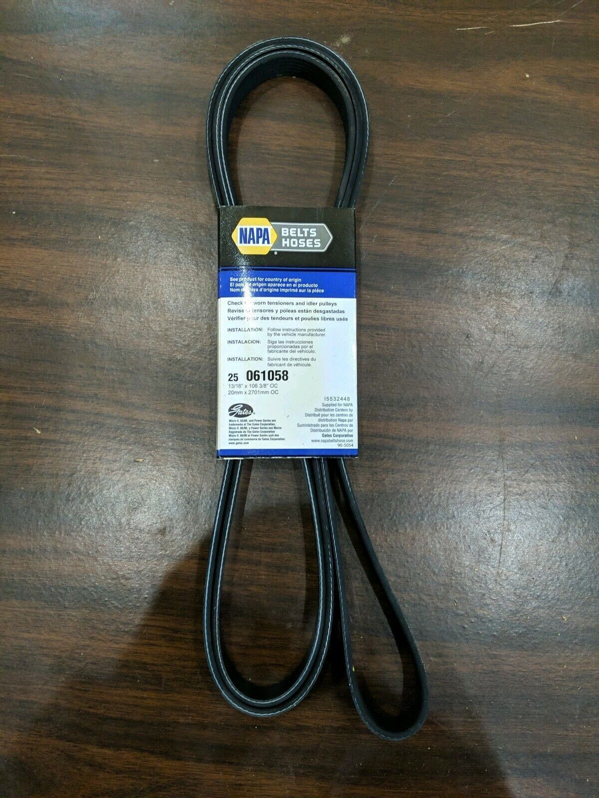 NAPA-Gates Serpentine Belt 25-061058 061058 - Fresh Stock Dated February 2026