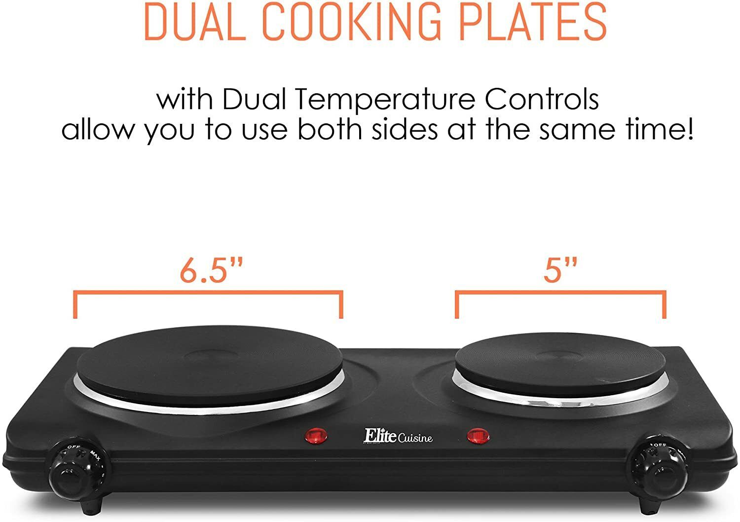 Double Flat Plate Countertop Electric Hot Burner Temperature Controls 1500 Watts - Fresh Stock Dated February 2026