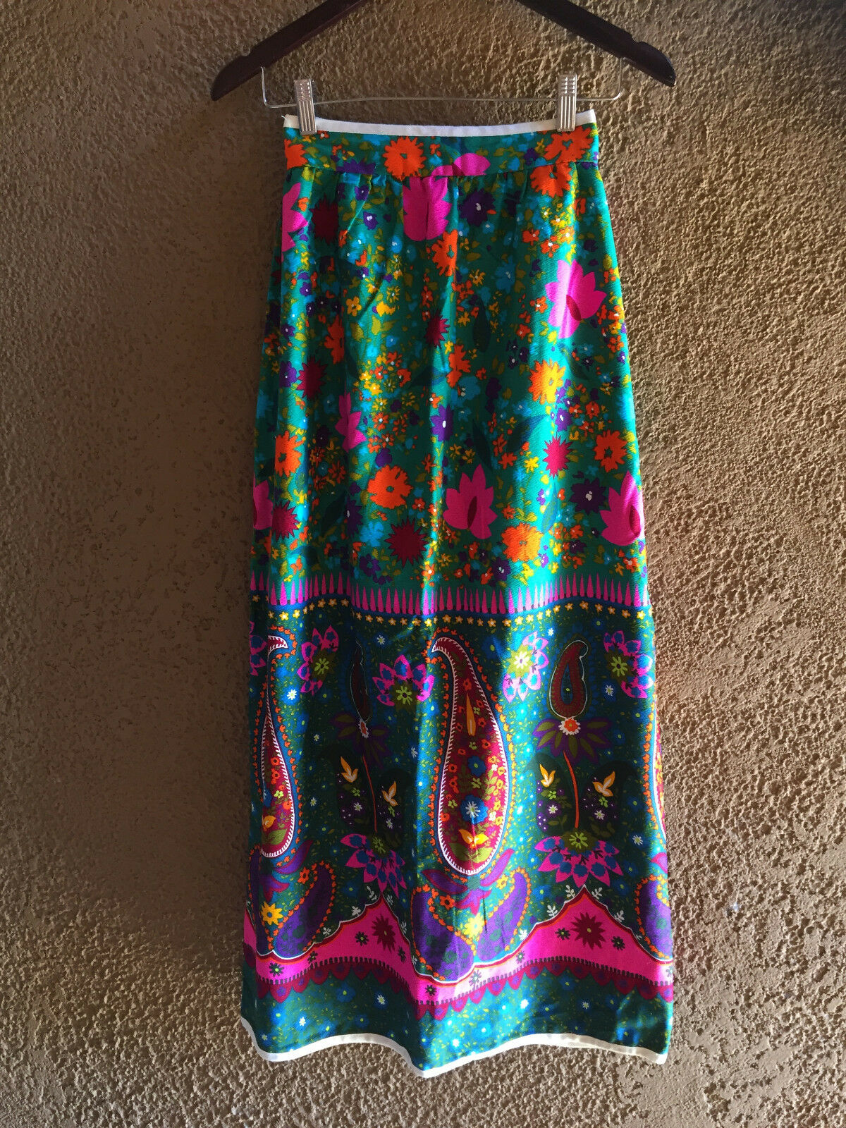 VTG Psychedelic Hippie Mod 60s 70s Floral Paisley Boho Festival Maxi Skirt M - Fresh Stock Dated December 2025