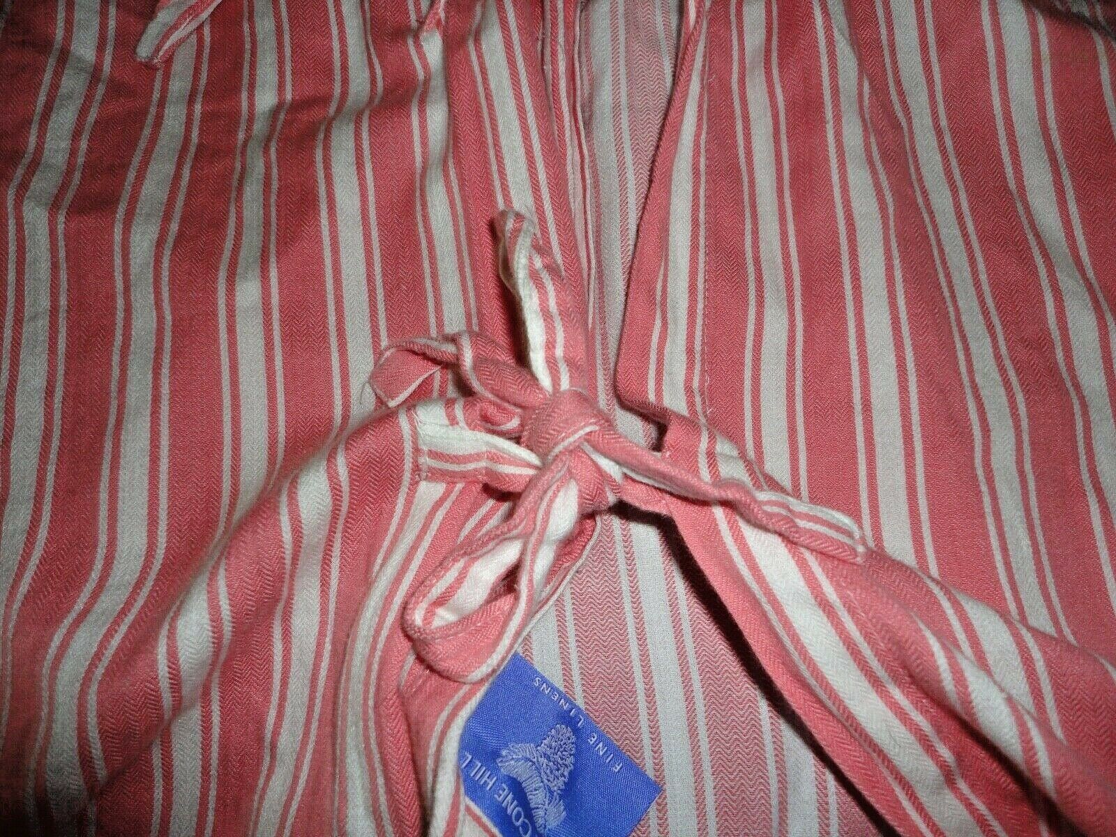 PINE CONE HILL CORAL & WHITE TICKING STRIPES (PAIR) EURO PILLOW SHAMS 26 X 26 - Fresh Stock Dated December 2025