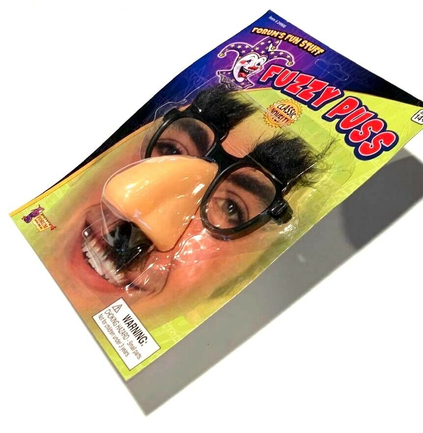 KIDS NOSE GROUCHO GLASSES Funny Black Frame Costume Mustache Joke Fuzzy Puss Toy - Fresh Stock Dated February 2026