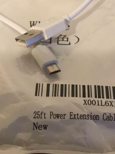Micro USB Extension Cable for Camera 25 Feet White 2 Pack New - Fresh Stock Dated February 2026