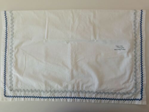 Pottery Barn Kids Standard Pillow Sham White Blue Ric Rac 100% Cotton - Fresh Stock Dated December 2025