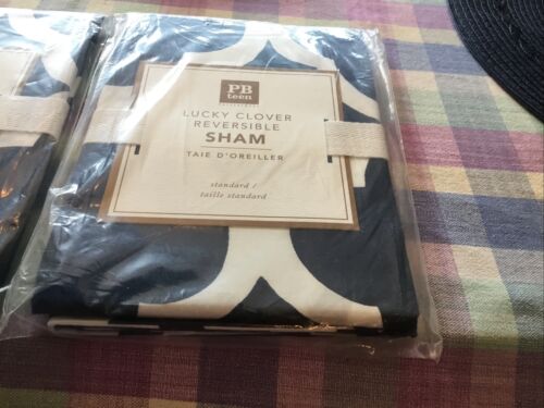 Pottery Barn PB Teen Lucky Clover Reversible Shams set of 2 New - Fresh Stock Dated December 2025