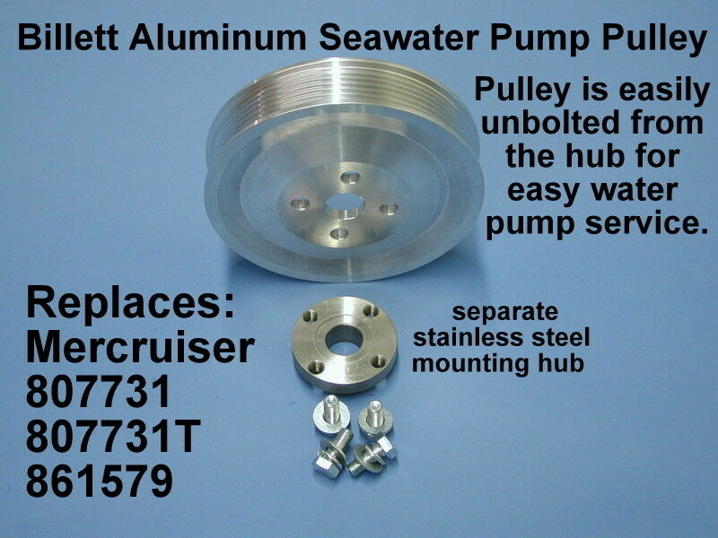 MERCRUISER BILLET SEAWATER PUMP PULLEY FOR SERPENTINE BELT 1997-UP 807731 861579 - Fresh Stock Dated February 2026