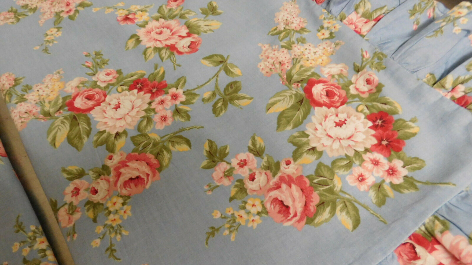 Hannah Adams Scott-Pair of Blue Ruffled Pillow Shams-Goes with Yvette-Cotton - Fresh Stock Dated February 2026