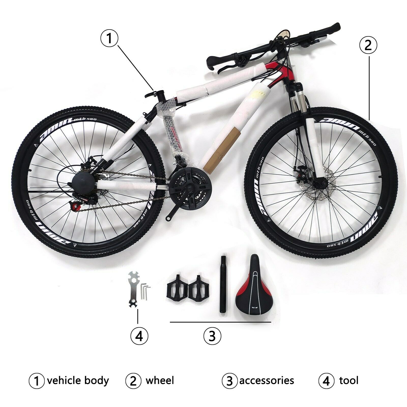 Mountain Bike 26 inch Wheels 21 Speed Bicycle Disc Bicycles+Lock+Air Pump A USA - Fresh Stock Dated December 2025