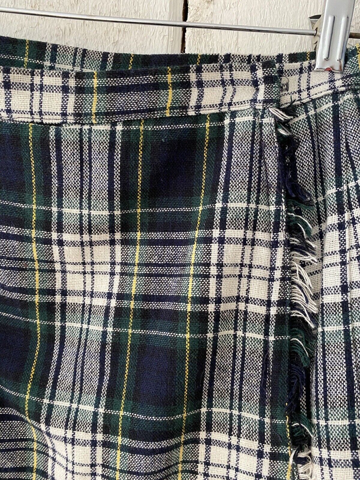 Vintage 80s Navy Blue & Green Tartan Wool Plaid Pleated Mini Skirt Scotees sz M - Fresh Stock Dated March 2026