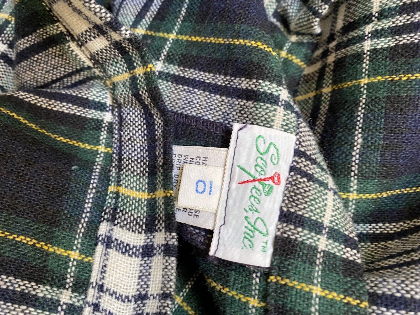 Vintage 80s Navy Blue & Green Tartan Wool Plaid Pleated Mini Skirt Scotees sz M - Fresh Stock Dated March 2026