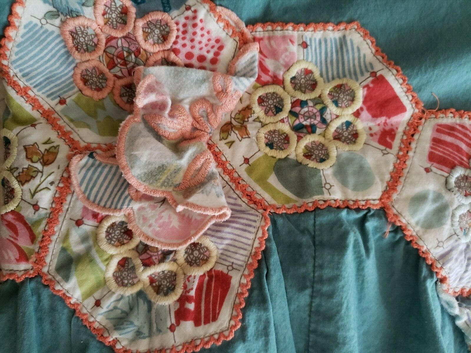 VTG ANTHROPOLOGIE Skirt Sz 6 Odille Green Calico Patchwork Embroidered Fit Flare - Fresh Stock Dated March 2026