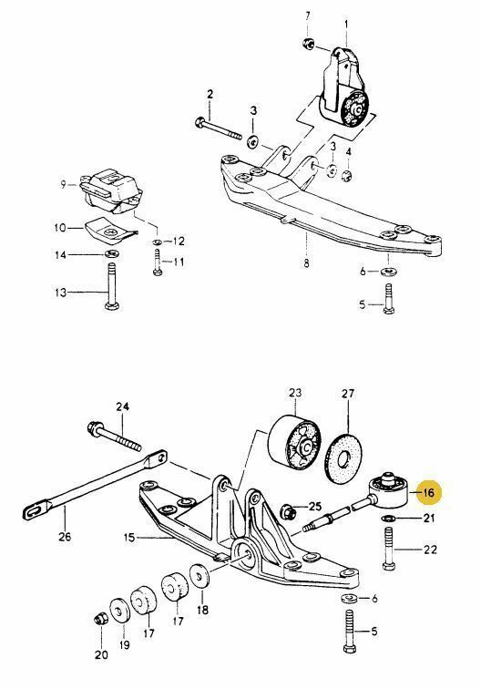 Porsche 964 993 4WD Transmission Mount Support 96437507004 - Fresh Stock Dated February 2026