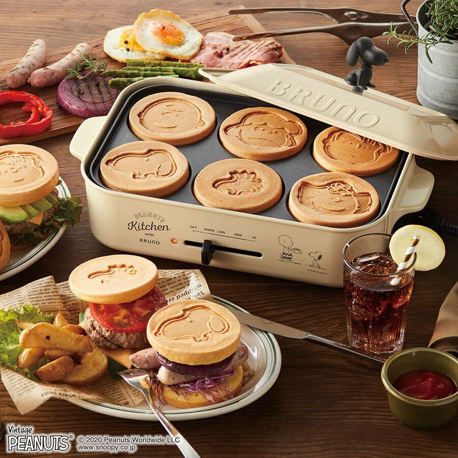 BRUNO Compact Hot Plate Snoopy AC100 Flatx Takoyaki x Pancake x Pot x Grill 5set - Fresh Stock Dated February 2026