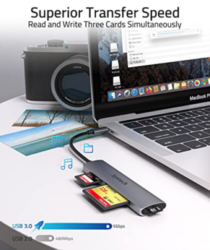 USB C Card Reader, Syntech 3- in-1 Thunderbolt 3 Memory Reader Hub for... - Fresh Stock Dated February 2026