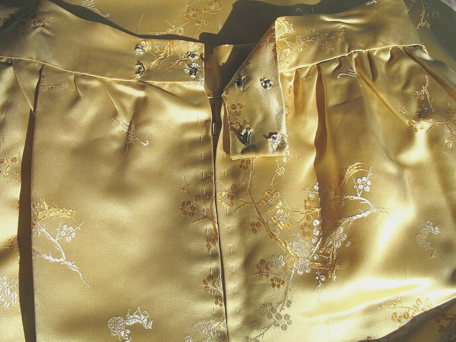 VINTAGE 60'S 100% SILK SATIN BROCADE A LINE MAXI SKIRT METAL ZIPPER SMALL - Fresh Stock Dated March 2026