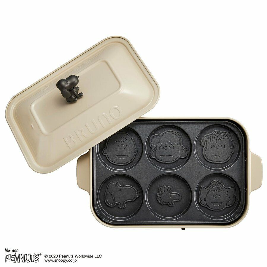 BRUNO Compact Hot Plate Snoopy AC100 Flatx Takoyaki x Pancake x Pot x Grill 5set - Fresh Stock Dated February 2026