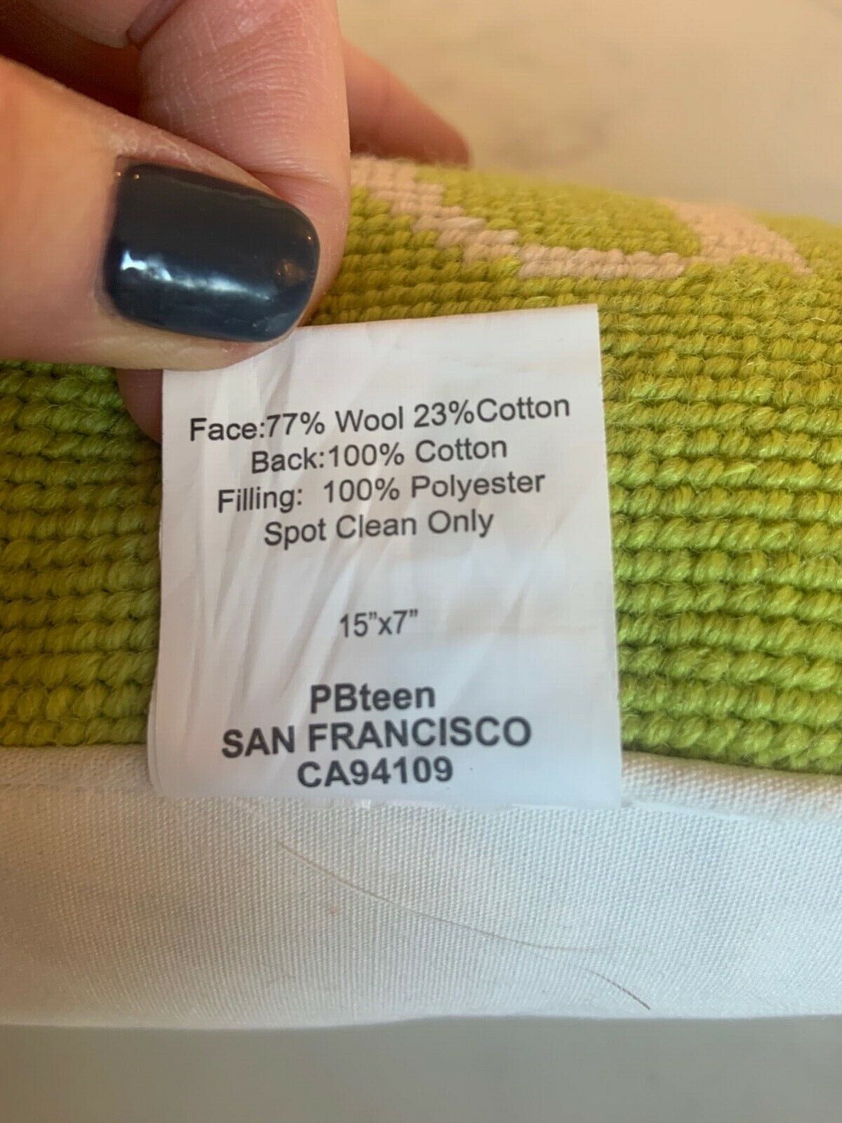 Pottery Barn Teen Decorative Pillow Green/White 