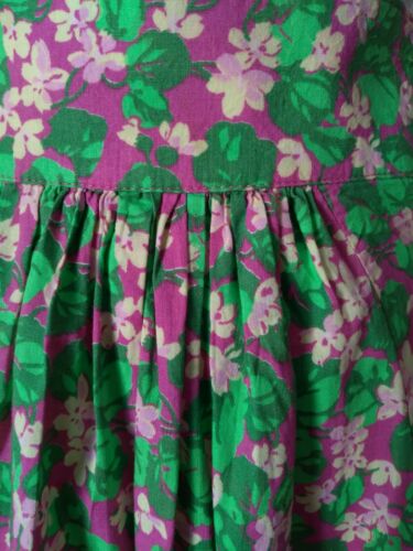 Vintage Laura Ashley RARE 70s Prairie Skirt Grass Green Purple Pink Fuchsia S M - Fresh Stock Dated February 2026