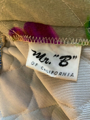 1970s MR. B of CALIFORNIA QUILTED BLUE/GREEN/BURGUNDY/GREYMOD FLORAL MAXI SKIRT - Fresh Stock Dated February 2026