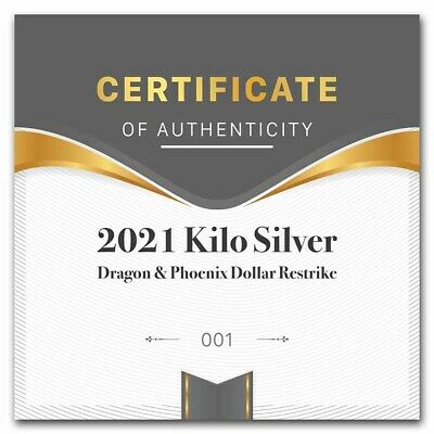 2021 China 1 kilo Silver Dragon & Phoenix Dollar (w/Box & COA) - SKU#232765 - Fresh Stock Dated February 2026