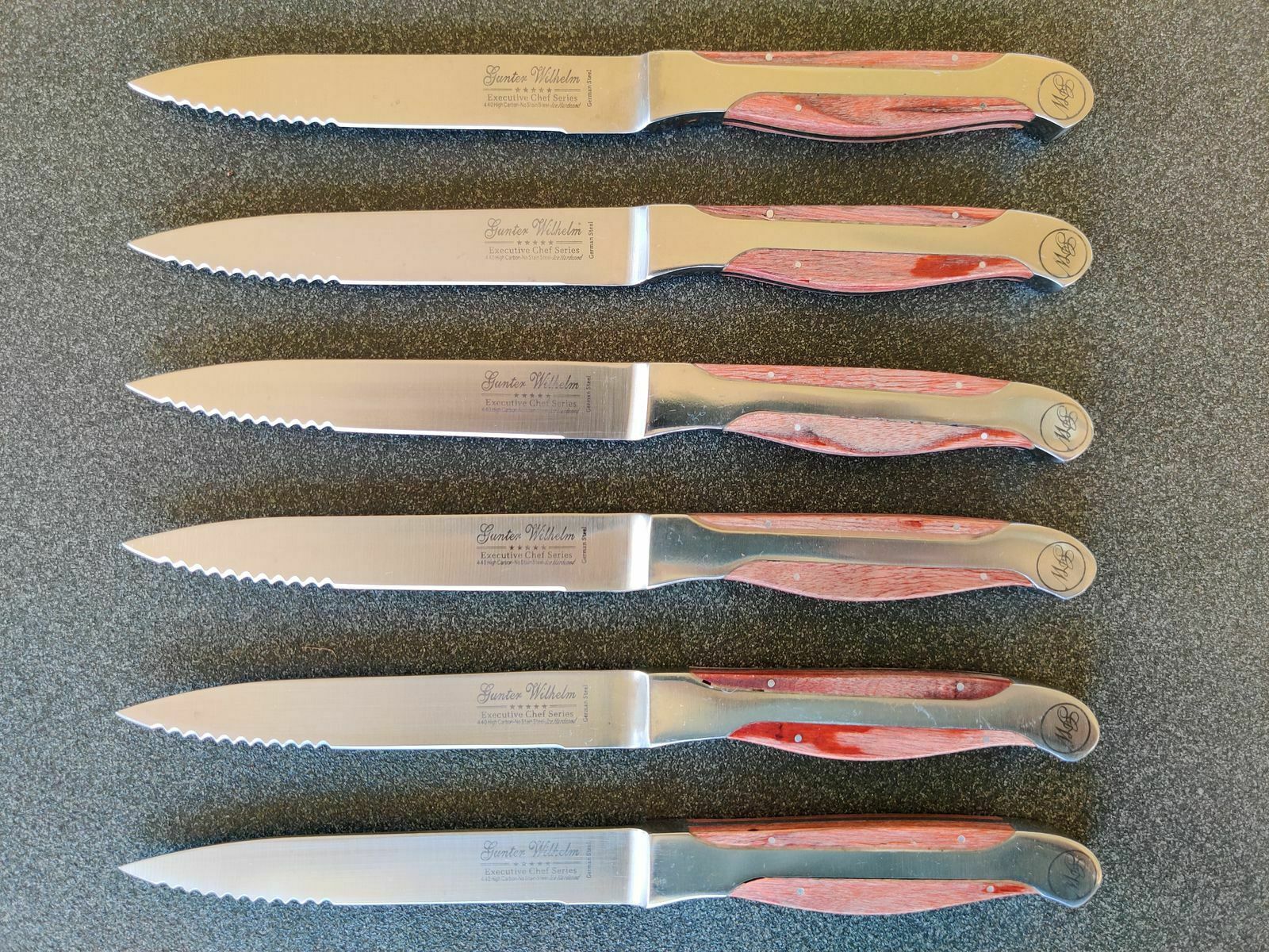 Gunter Wilhelm Executive Chef Series Steak Knives - set of 6 with caddy - Fresh Stock Dated December 2025