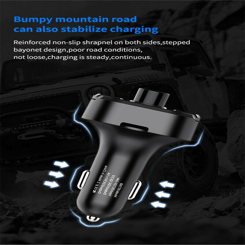 Wireless Bluetooth 5.0 FM Transmitter Handsfree Kit QC3.0 Car Dual USB Charger - Fresh Stock Dated February 2026