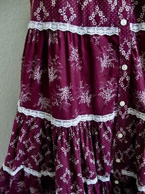 Vtg 70s Gunne Sax Tiered Prairie Skirt S Purple Floral Buttons Jessica's Gunnies - Fresh Stock Dated March 2026