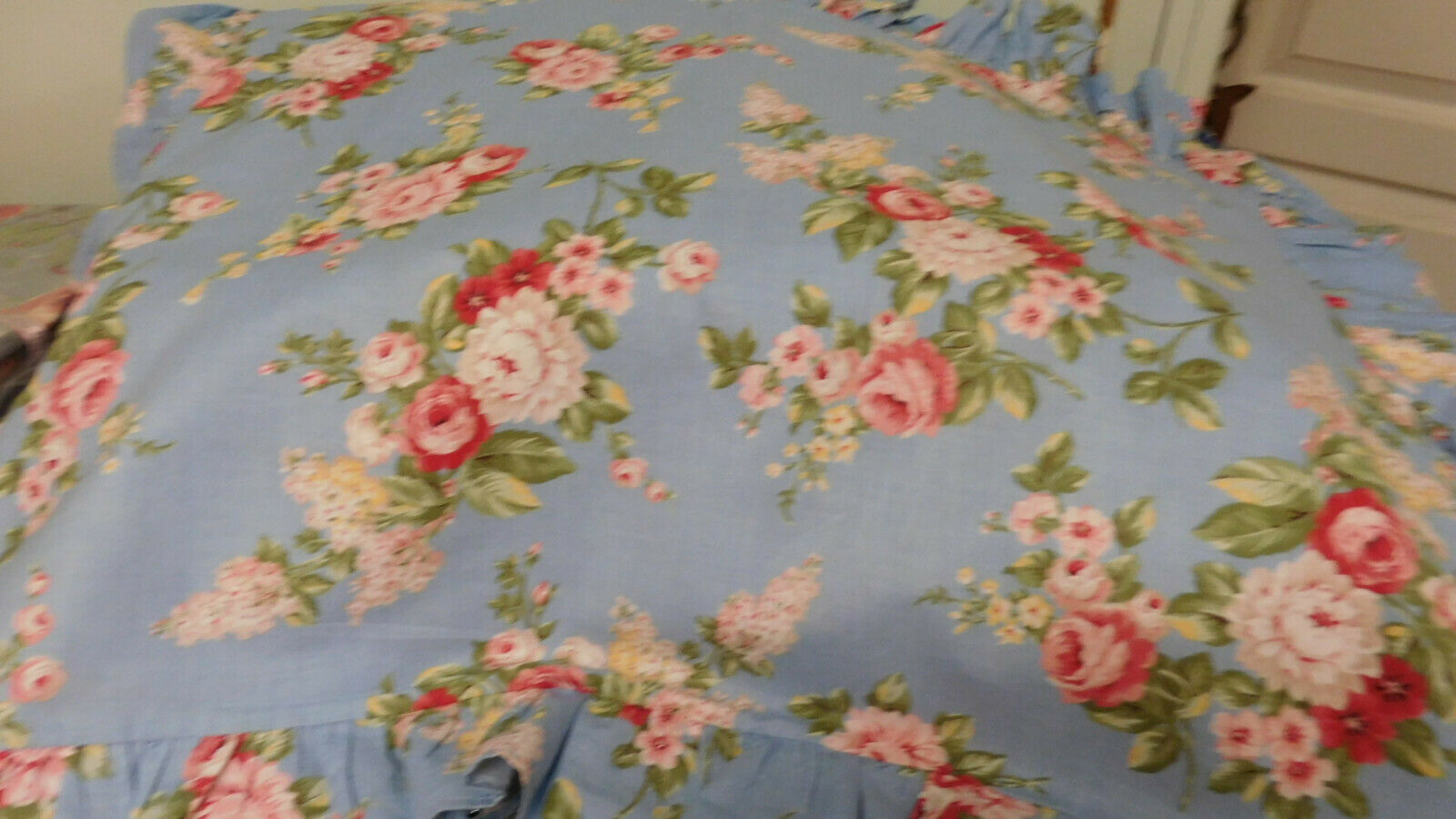 Hannah Adams Scott-Pair of Blue Ruffled Pillow Shams-Goes with Yvette-Cotton - Fresh Stock Dated February 2026