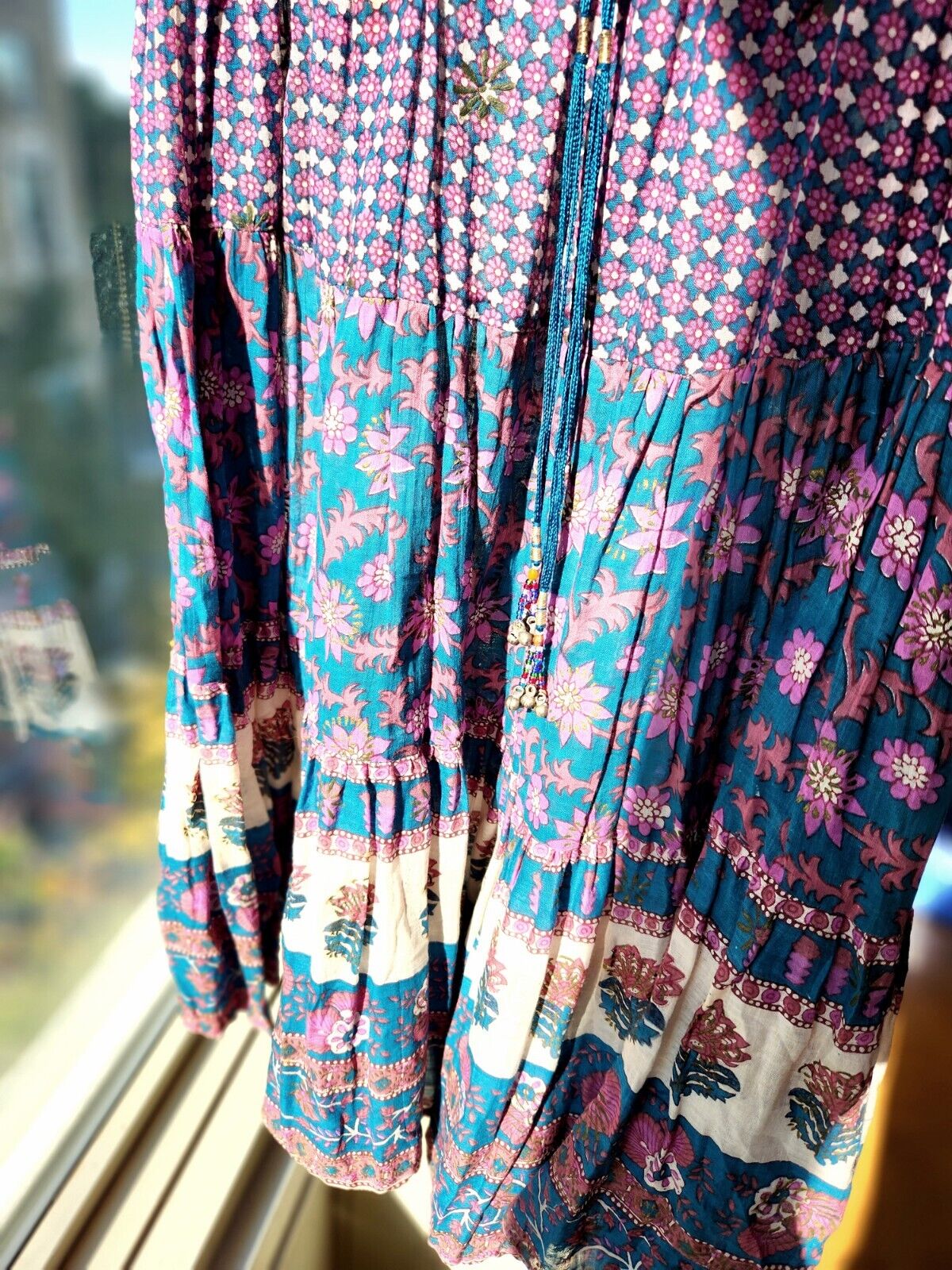 VTG Indian COTTON Boho Hippie Floral Long Flowy Skirt Adini Style Gauze 60's - Fresh Stock Dated March 2026