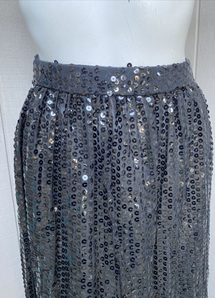 VTG 1970’s Oscar De La Renta sequin semi sheer glam goth maxi skirt XS - Fresh Stock Dated March 2026