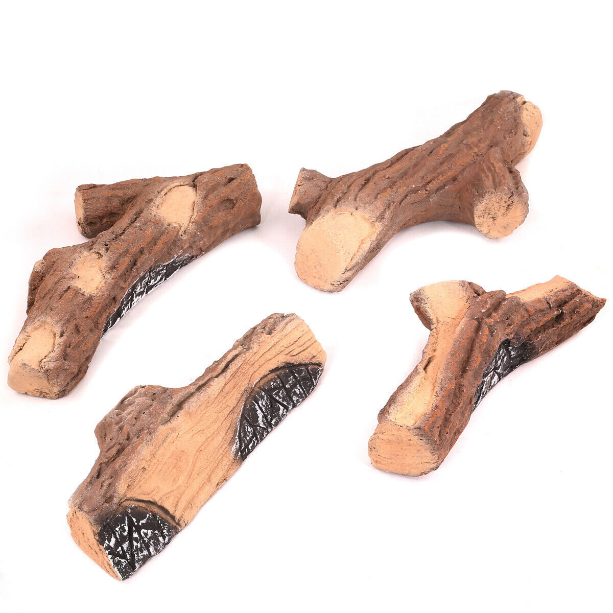 9-Pieces Large Ceramic Fireplace Log Flame Realistic Decorative Wood FirePit Log - Fresh Stock Dated December 2025