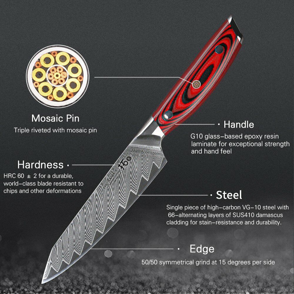 TURWHO 5inch Utility Knife Japanese VG10 Damascus Steel Knife Chef Kitchen Knife - Fresh Stock Dated February 2026