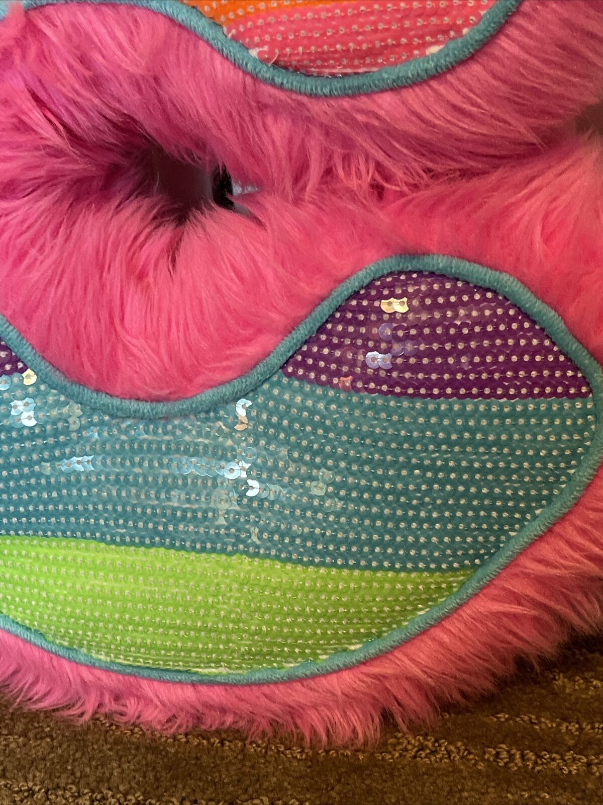 Pillow C JUSTICE initial girls bedroom playroom nursery Pink Purple SEQUIN cute! - Fresh Stock Dated December 2025