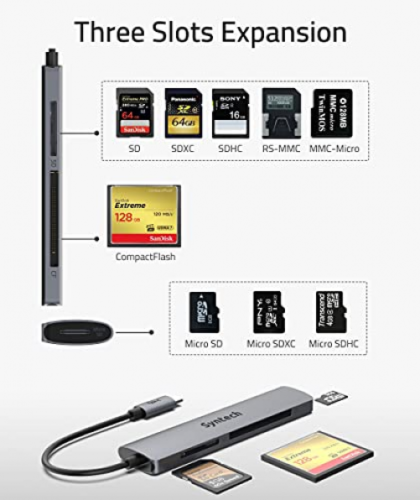 USB C Card Reader, Syntech 3- in-1 Thunderbolt 3 Memory Reader Hub for... - Fresh Stock Dated February 2026