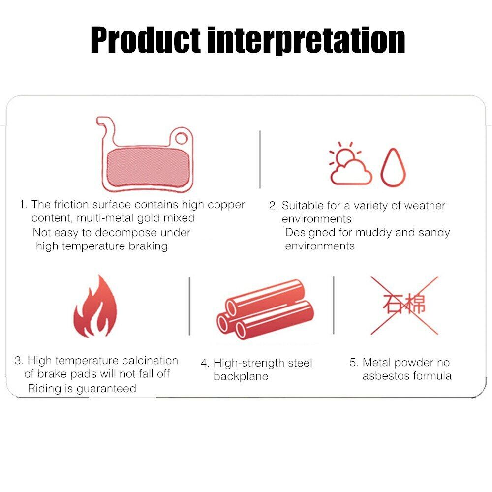 4 Pairs MTB Cycling Bike Full Metal Brake Pads Disc Brake Pads Accessories - Fresh Stock Dated February 2026