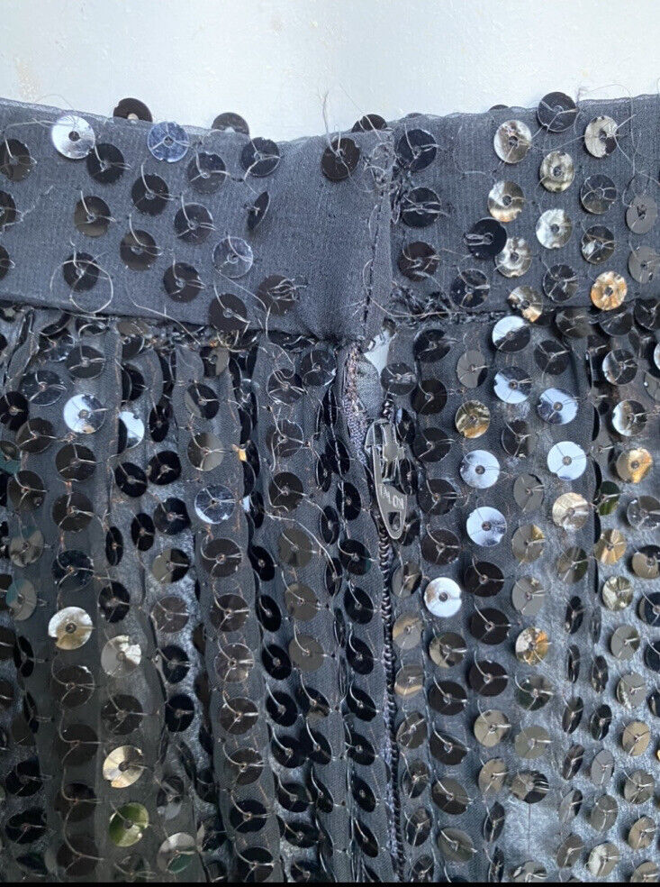 VTG 1970’s Oscar De La Renta sequin semi sheer glam goth maxi skirt XS - Fresh Stock Dated March 2026