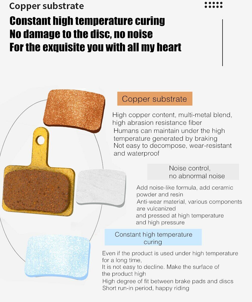4 Pairs MTB Cycling Bike Full Metal Brake Pads Disc Brake Pads Accessories - Fresh Stock Dated February 2026