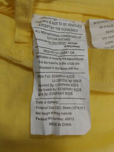 The Company Store Pony Throw Decorative Pillow Cover Sham Pink Yellow 16x16 - Fresh Stock Dated December 2025