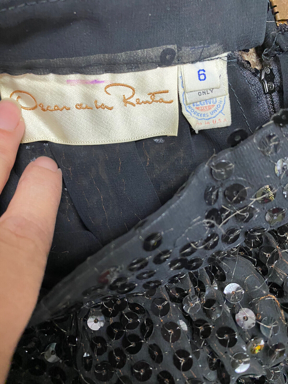 VTG 1970’s Oscar De La Renta sequin semi sheer glam goth maxi skirt XS - Fresh Stock Dated March 2026