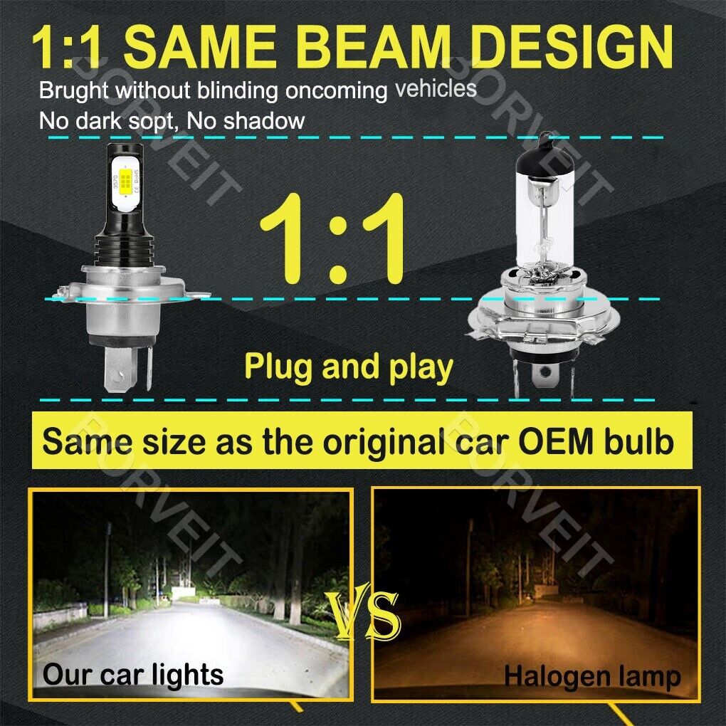 2x 9003 6000K LED Headlight High/Low Beam Kit For Yamaha FJR1300A ABS 2004-2016 - Fresh Stock Dated February 2026