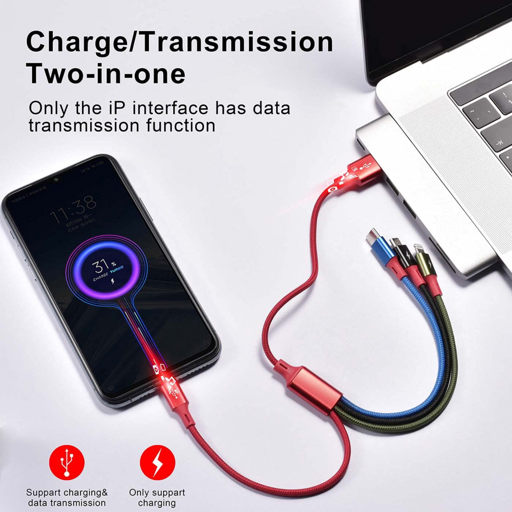2Pcs Short Multi USB Charging Cable 3A, Minlu 4-in-1 Charger Cord with Dual... - Fresh Stock Dated February 2026