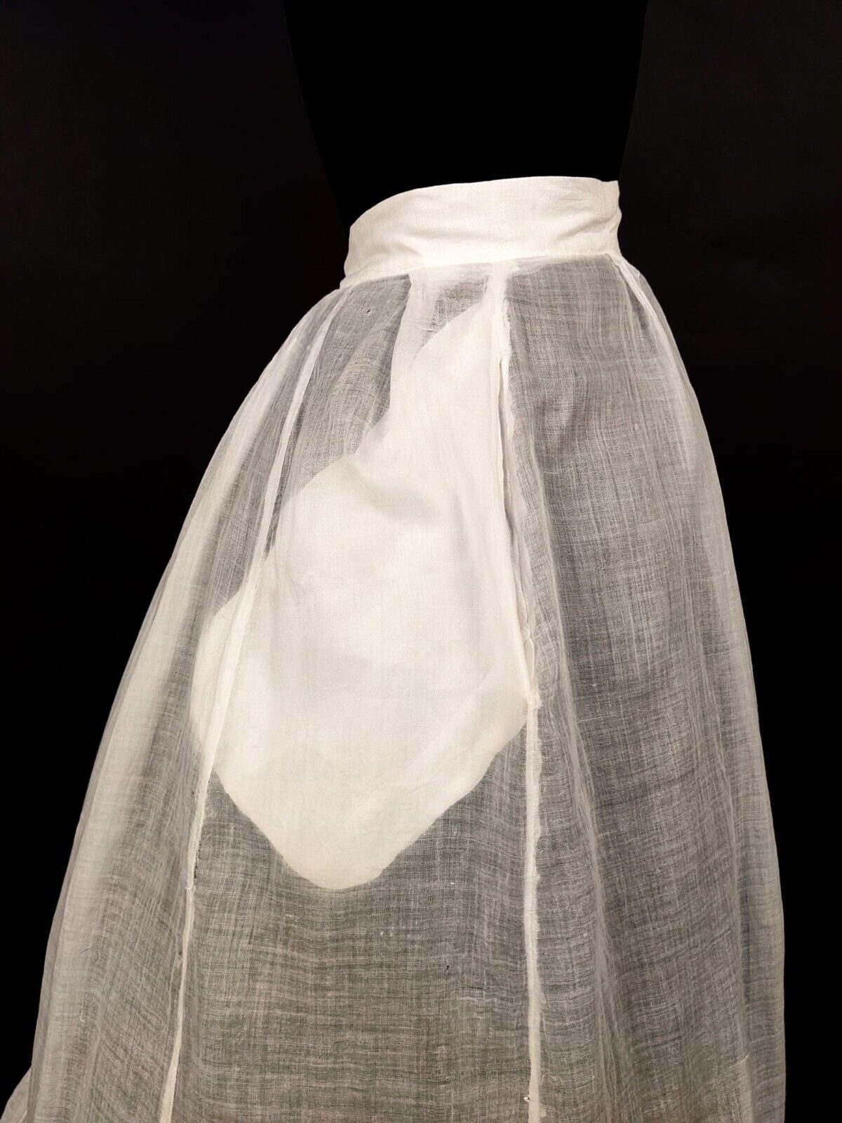 VICTORIAN SHEER WHITE MUSLIN SKIRT W FLOUNCED LACE TRIMMED BOTTOM - Fresh Stock Dated March 2026