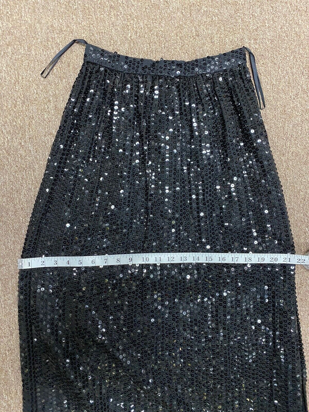VTG 1970’s Oscar De La Renta sequin semi sheer glam goth maxi skirt XS - Fresh Stock Dated March 2026