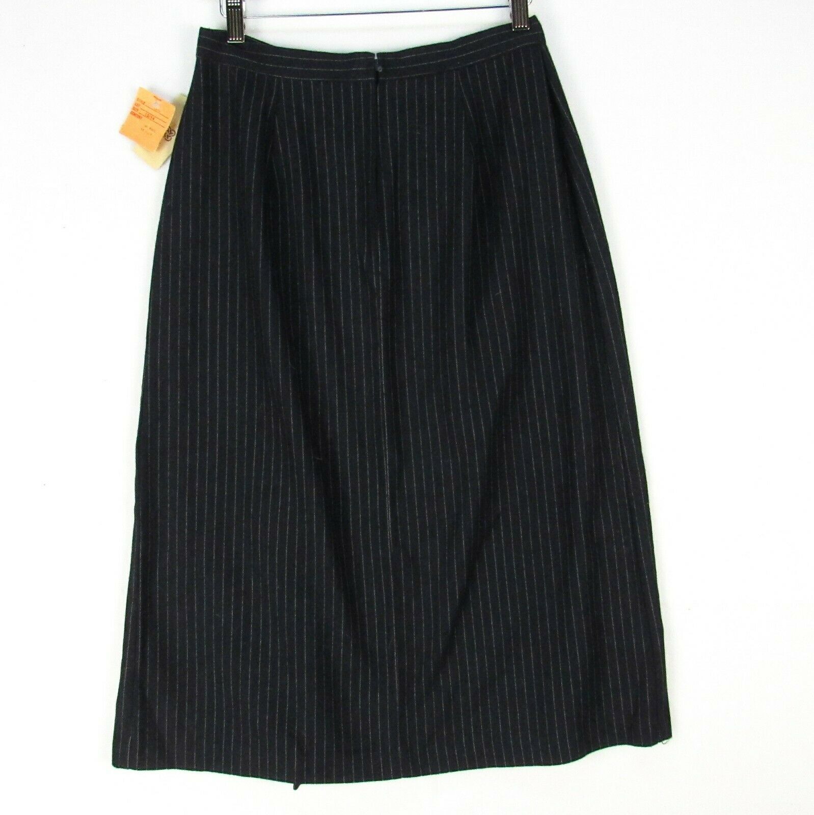 Vintage 80s Dark Navy Blue Pinstripe A-Line Skirt 28
