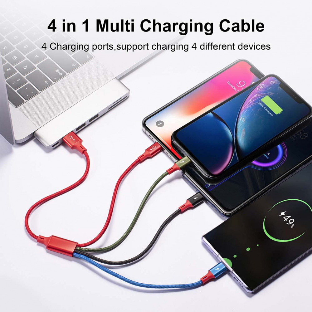 2Pcs Short Multi USB Charging Cable 3A, Minlu 4-in-1 Charger Cord with Dual... - Fresh Stock Dated February 2026