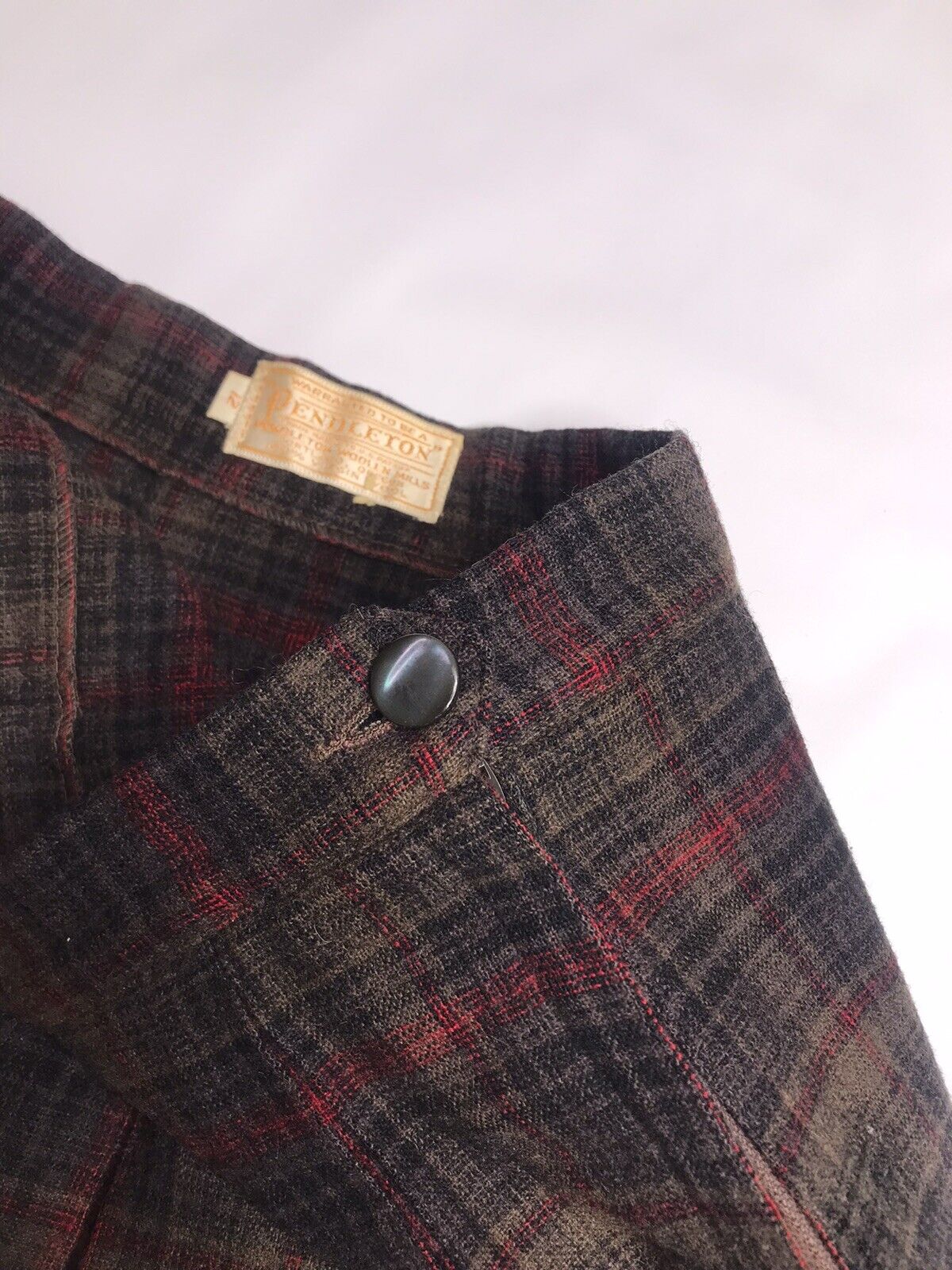 Vintage 70s Pendleton Wool Tartain Plaid Pleated High Waist Skirt S 26” Green - Fresh Stock Dated March 2026