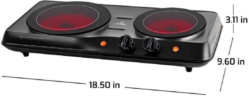 Double Burner Electric Cooking Stove 1700W Portable Infrared  Camping Two Plate - Fresh Stock Dated December 2025